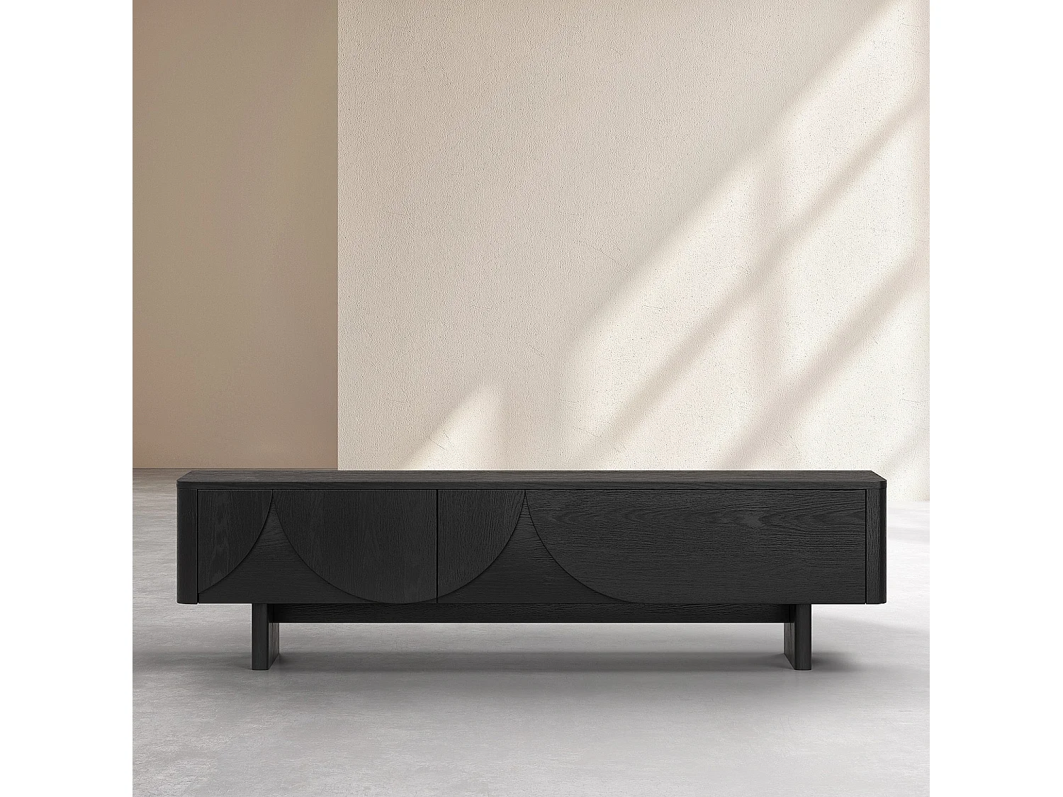 Habitat - Meuble TV 2 abattants en frêne 180 cm - Noir - Design by Hélèna Pille - Milord