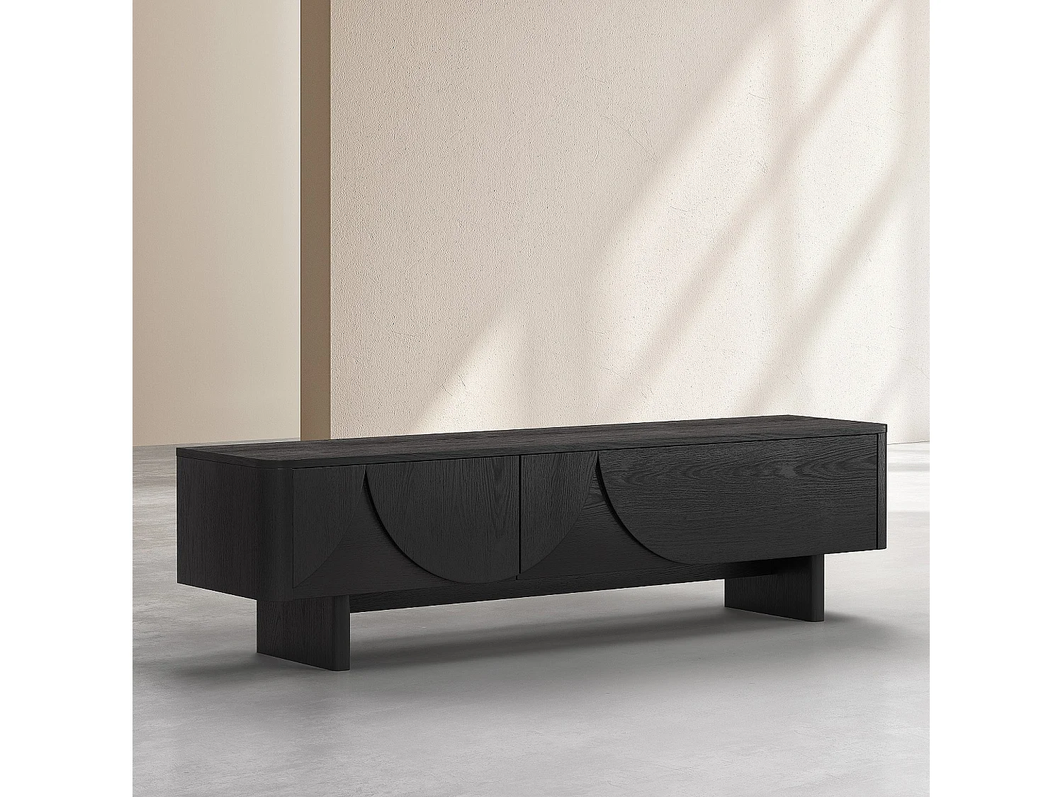 Habitat - Meuble TV 2 abattants en frêne 180 cm - Noir - Design by Hélèna Pille - Milord