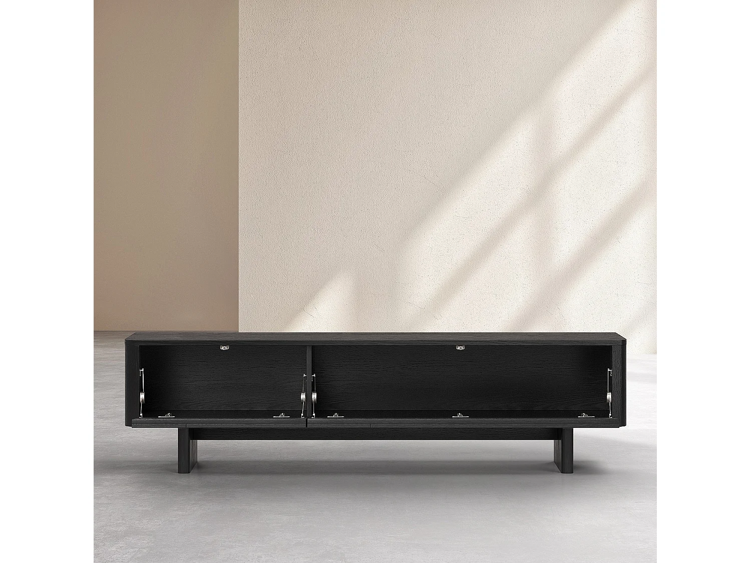 Habitat - Meuble TV 2 abattants en frêne 180 cm - Noir - Design by Hélèna Pille - Milord
