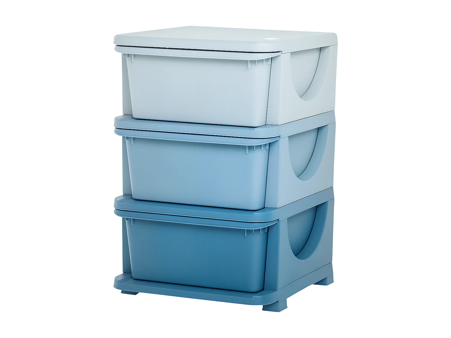 Organisateur de jouets enfant 3 tiroirs - boîtes de rangement plastique - PP bleu