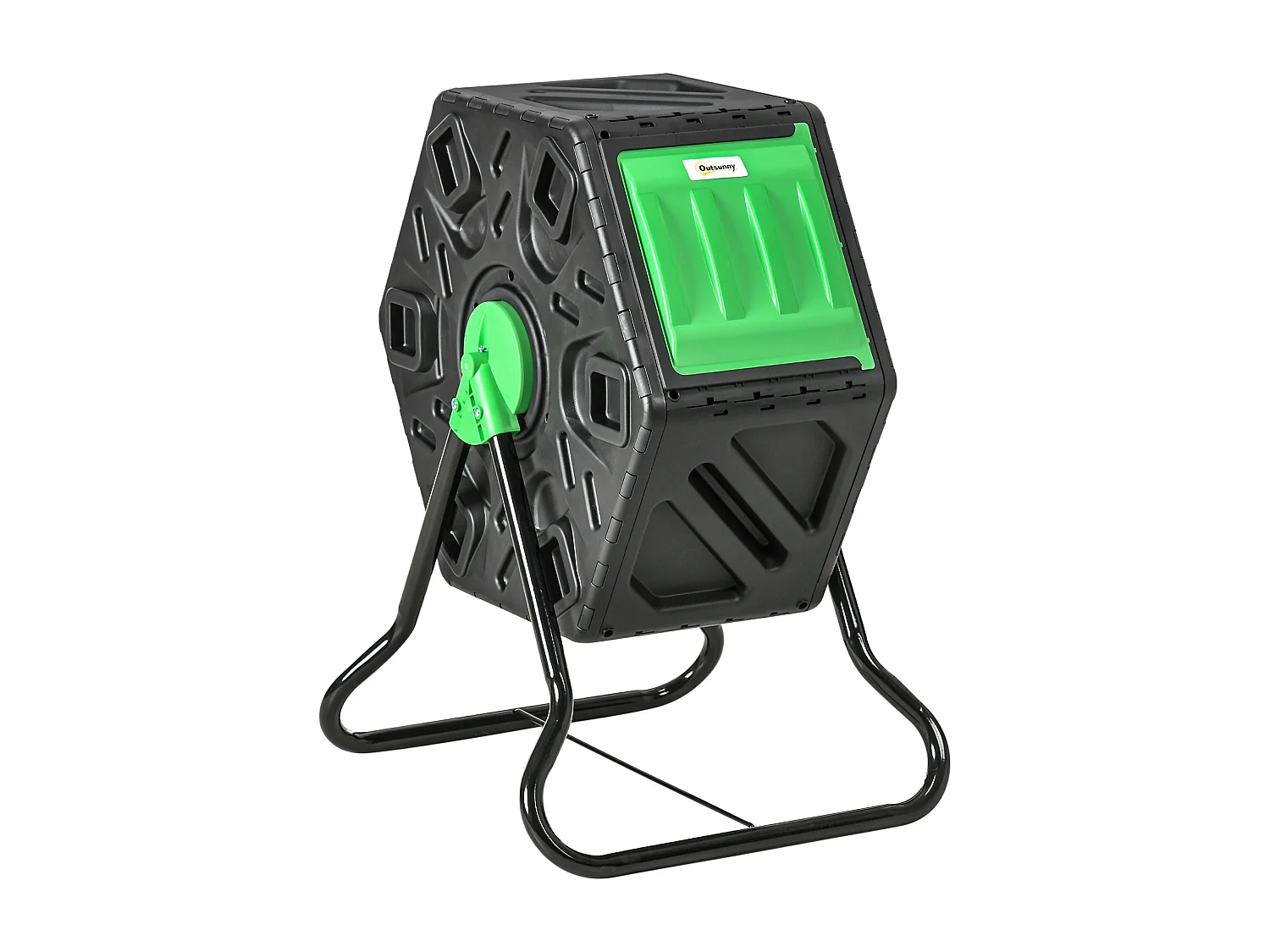 Composteur de jardin 65L - bac à compost pour déchets - rotatif 360° - acier PP noir vert