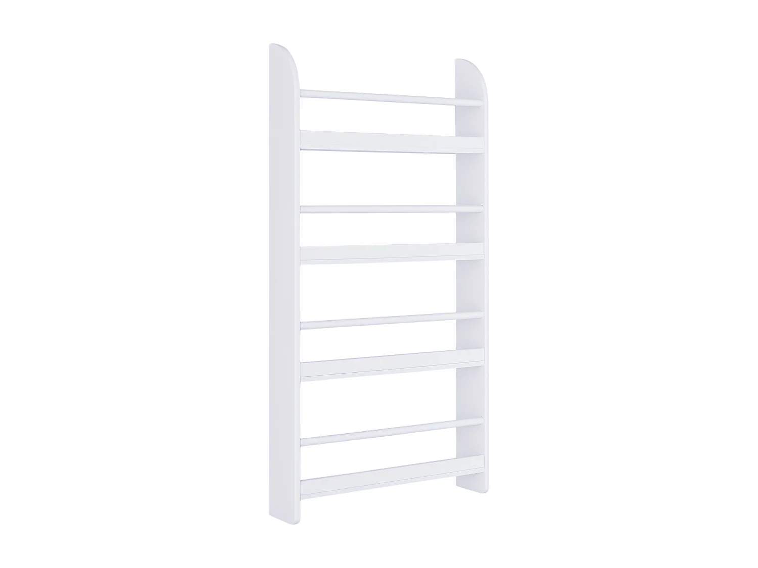 Bibliothèque murale 4 étagères avec barres supports - 59 x 12 x 113 cm - MDF bois blanc