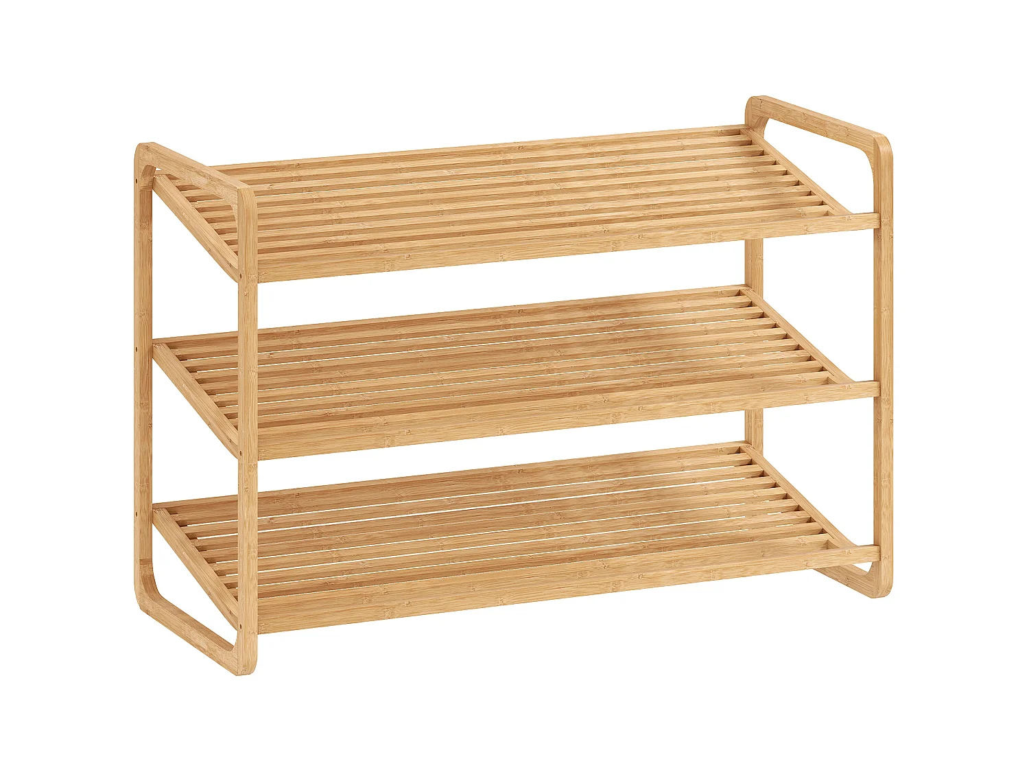 Étagère bambou style naturel - étagère à chaussures 3 niveaux - dim. 76 x 33 x 50 cm