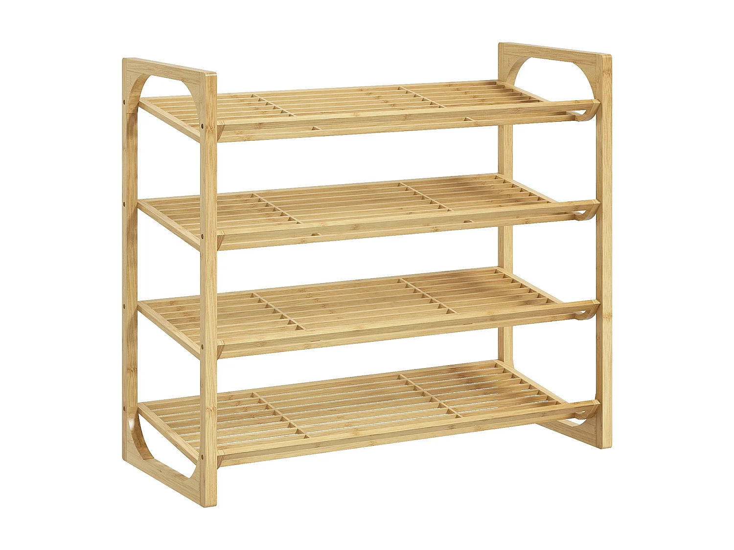 Étagère à chaussures en bambou 4 niveaux à lattes dim. 76 x 33 x 67 cm