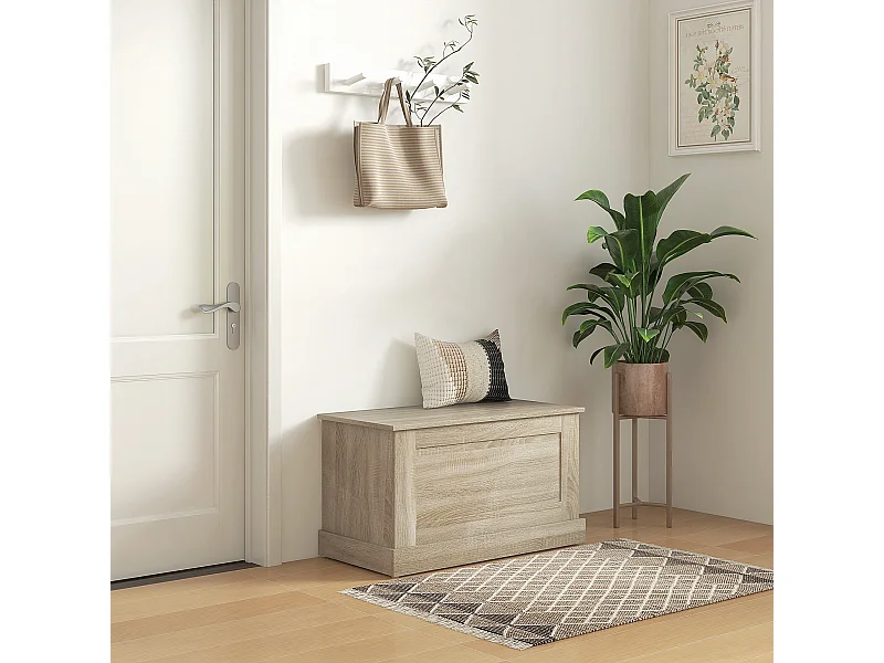 Coffre de rangement - coffre à jouets en bois 80 x 40 x 45 cm - bois naturel