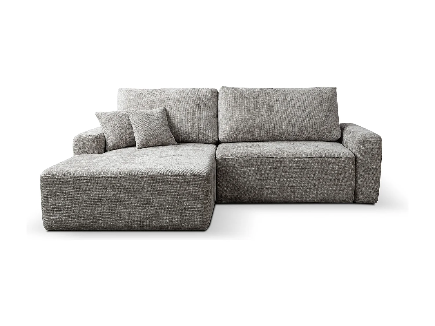 Canapé d’angle gauche convertible SOHO en chenille gris anti-taches – Direct fabricant, livraison et installation offertes