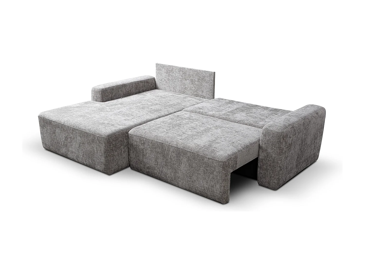 Canapé d’angle gauche convertible SOHO en chenille gris anti-taches – Direct fabricant, livraison et installation offertes