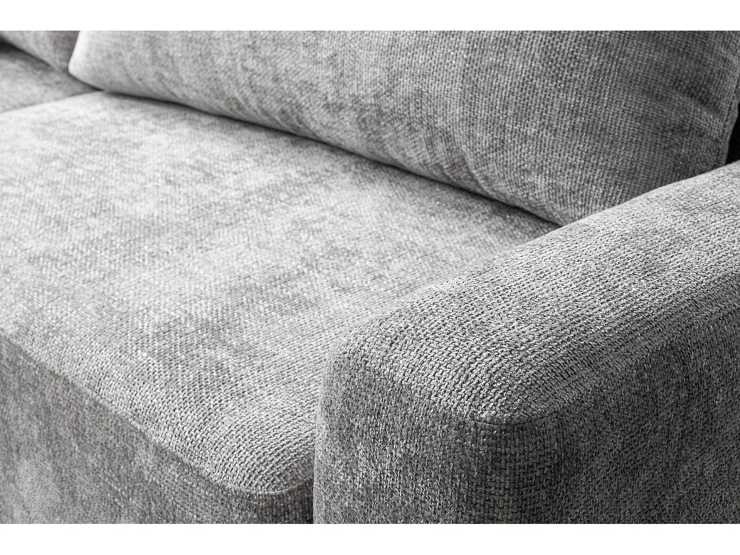 Canapé d’angle gauche convertible SOHO en chenille gris anti-taches – Direct fabricant, livraison et installation offertes