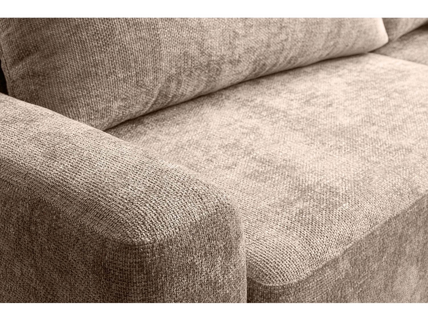 Divano angolare destro letto SOHO in chenille marrone antimacchia – Direttamente dal produttore, consegna e installazione gratuite!