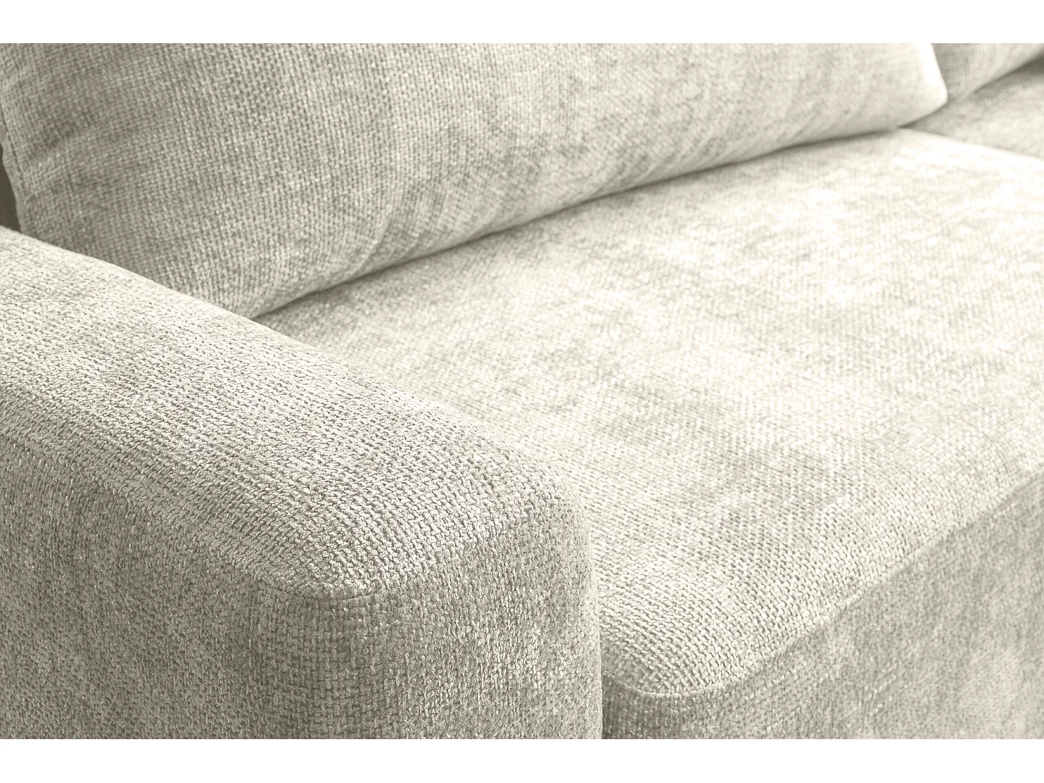 Canapé d’angle droit convertible SOHO en chenille beige anti-taches – Direct fabricant, livraison et installation offertes