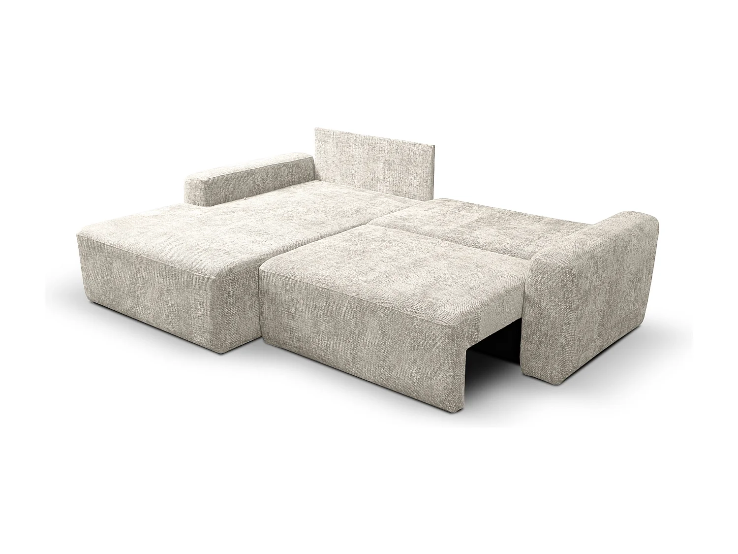 Canapé d’angle gauche convertible SOHO en chenille beige anti-taches – Direct fabricant, livraison et installation offertes