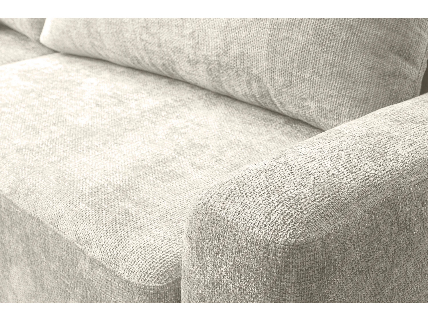 Canapé d’angle gauche convertible SOHO en chenille beige anti-taches – Direct fabricant, livraison et installation offertes