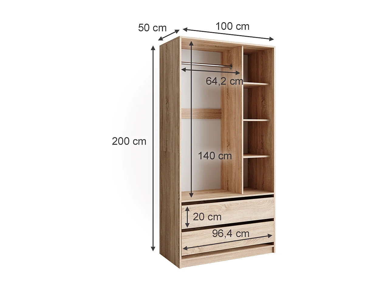 Armoire sonoma 100x50x200 elmo