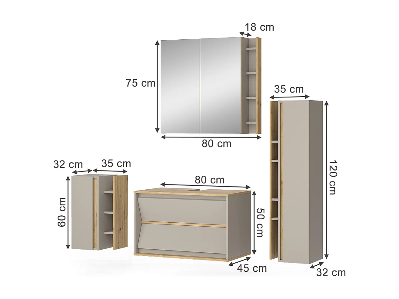 Meubles bain cachemire 80x45x50 edelin