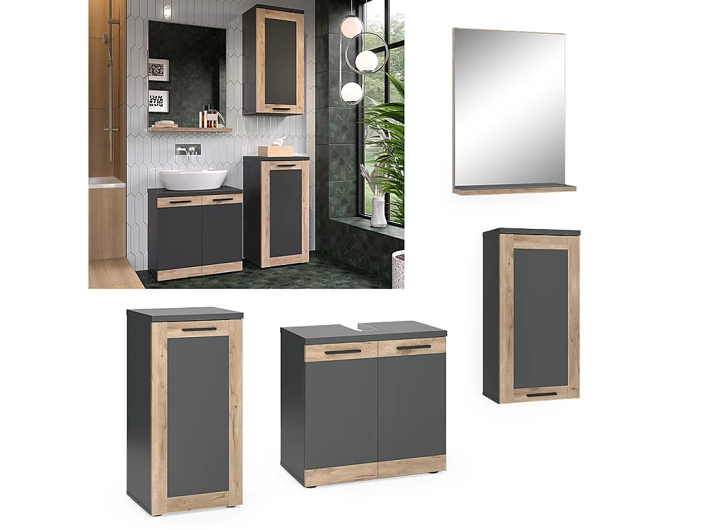 Set di mobili da bagno antracite 60x34.3x59.1 niko