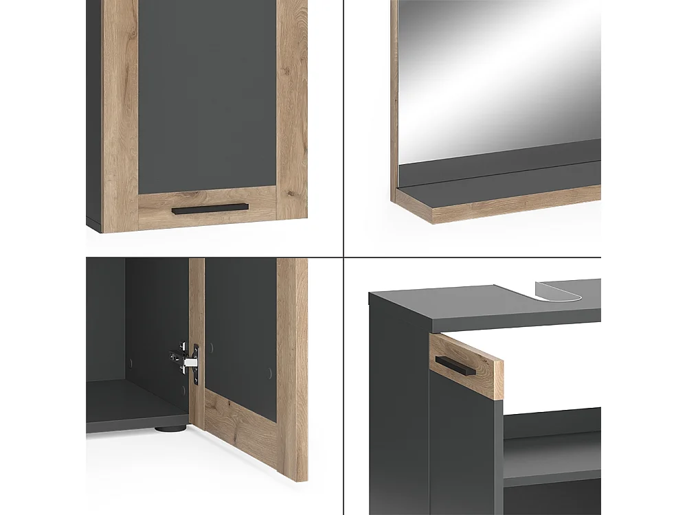 Set di mobili da bagno antracite 60x34.3x59.1 niko