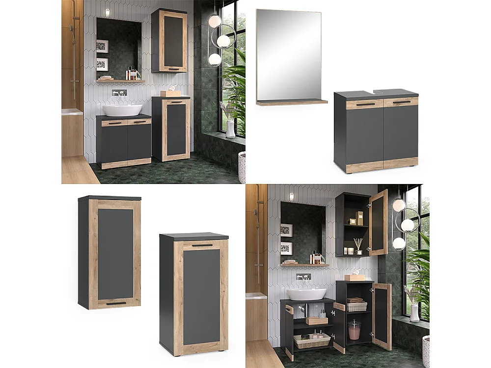 Set di mobili da bagno antracite 60x34.3x59.1 niko