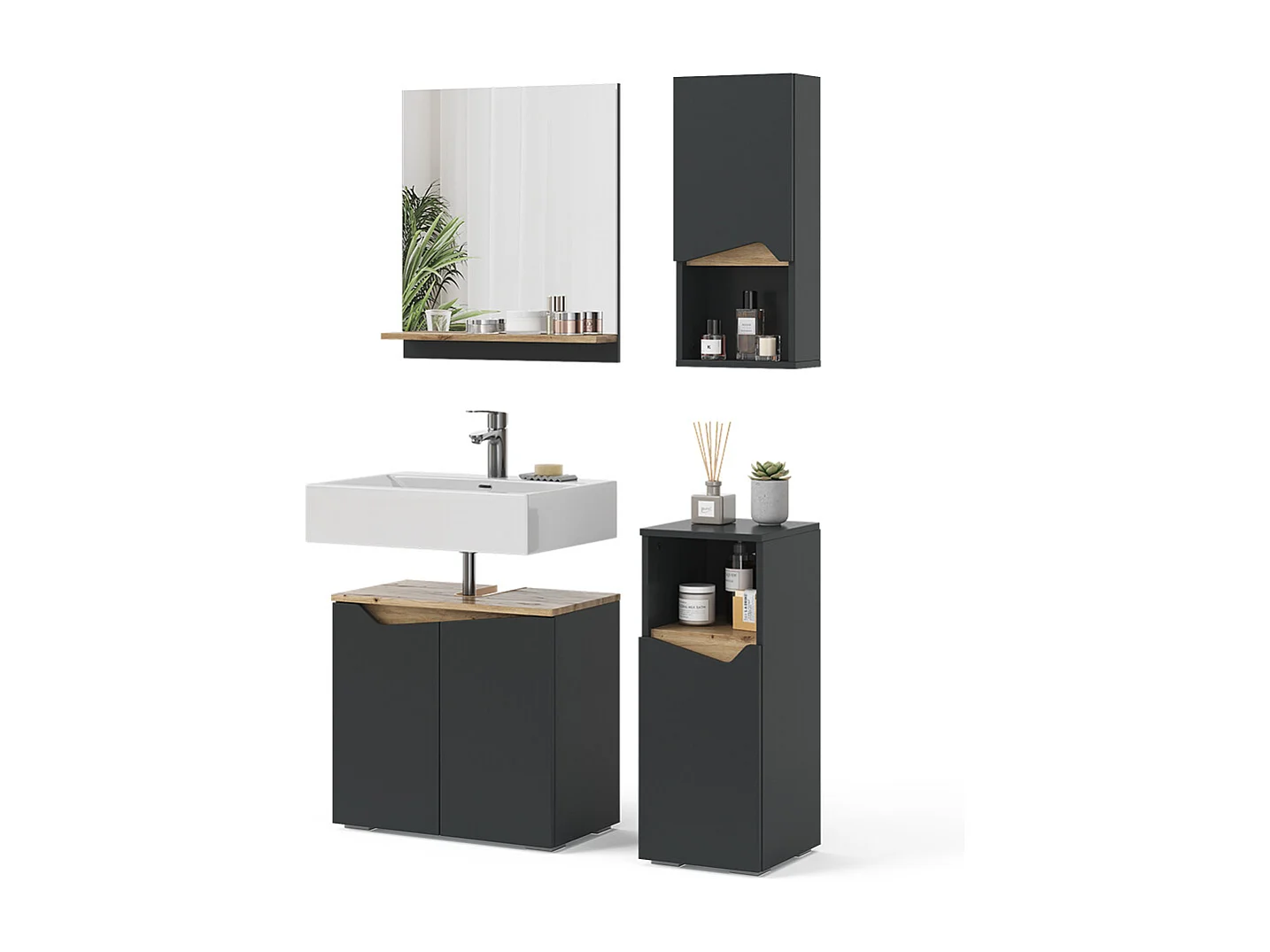 Meubles bain anthracite 60x35x57 marelle