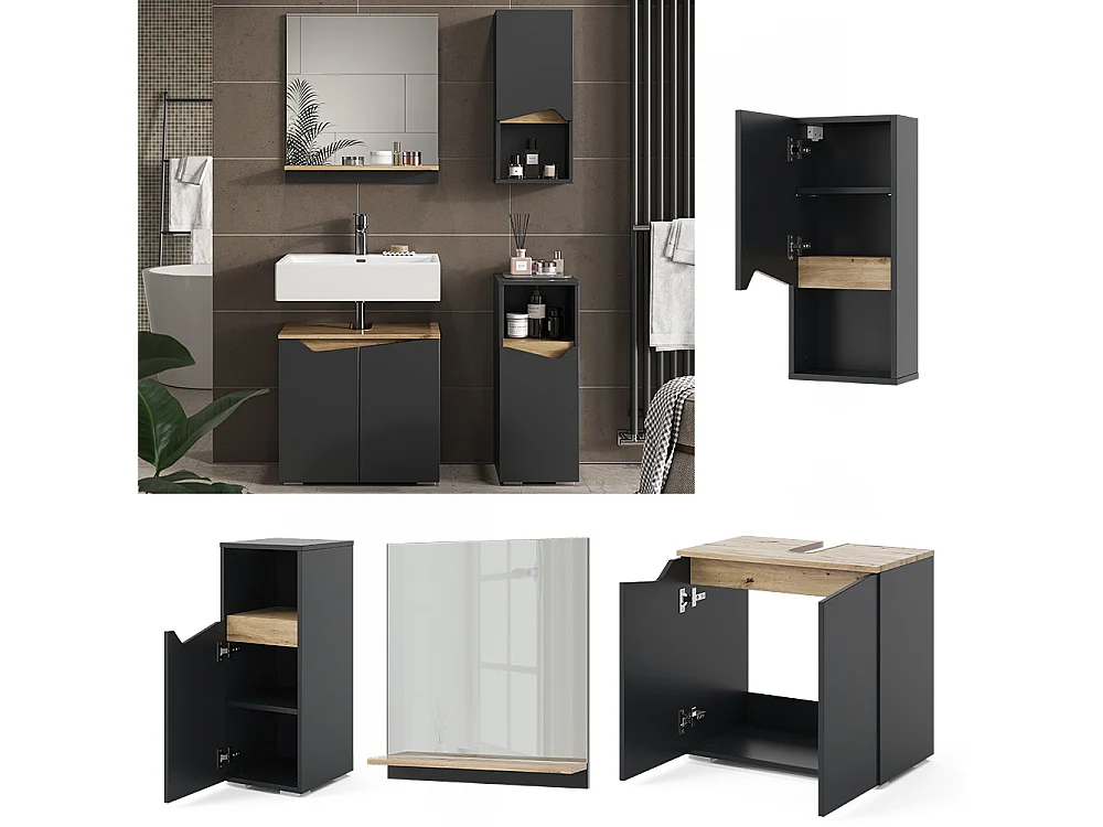 Meubles bain anthracite 60x35x57 marelle