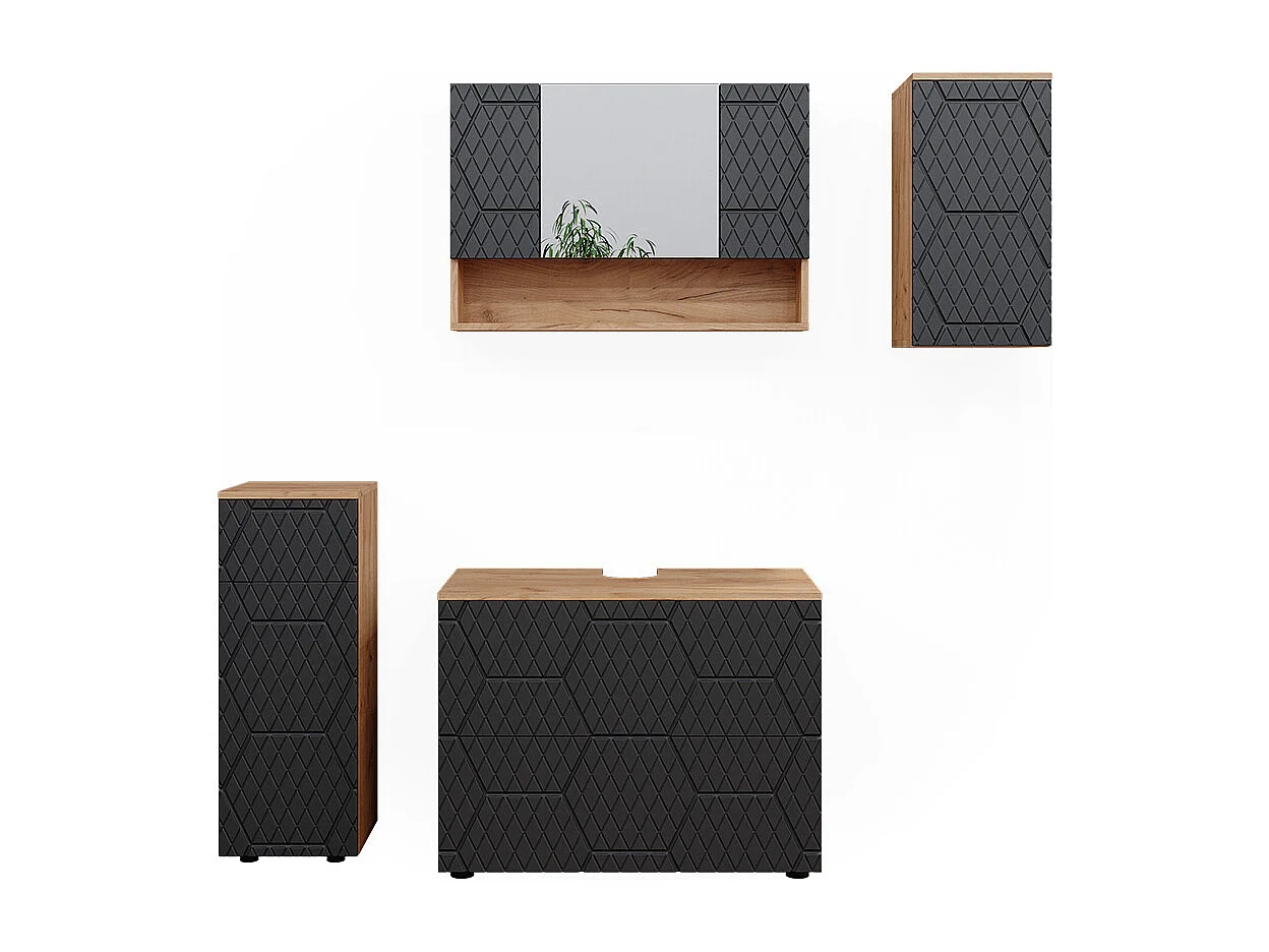 Set mobili bagno antracite con struttura a nido dape 80x41x58.6 irma