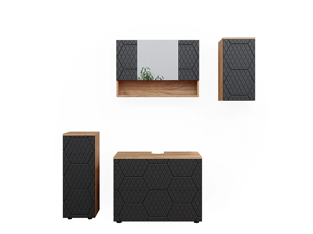 Meubles bain anthracite avec structure en nid dabeille 80x41x58.6 irma