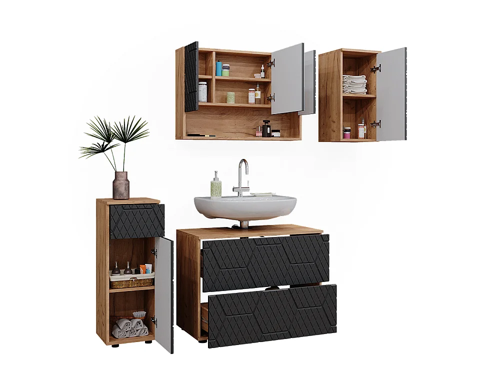 Meubles bain anthracite avec structure en nid dabeille 80x41x58.6 irma