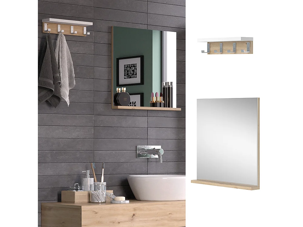 Miroir mural blanc 50x8x51.6 henri