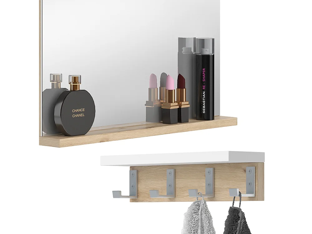 Miroir mural blanc 50x8x51.6 henri