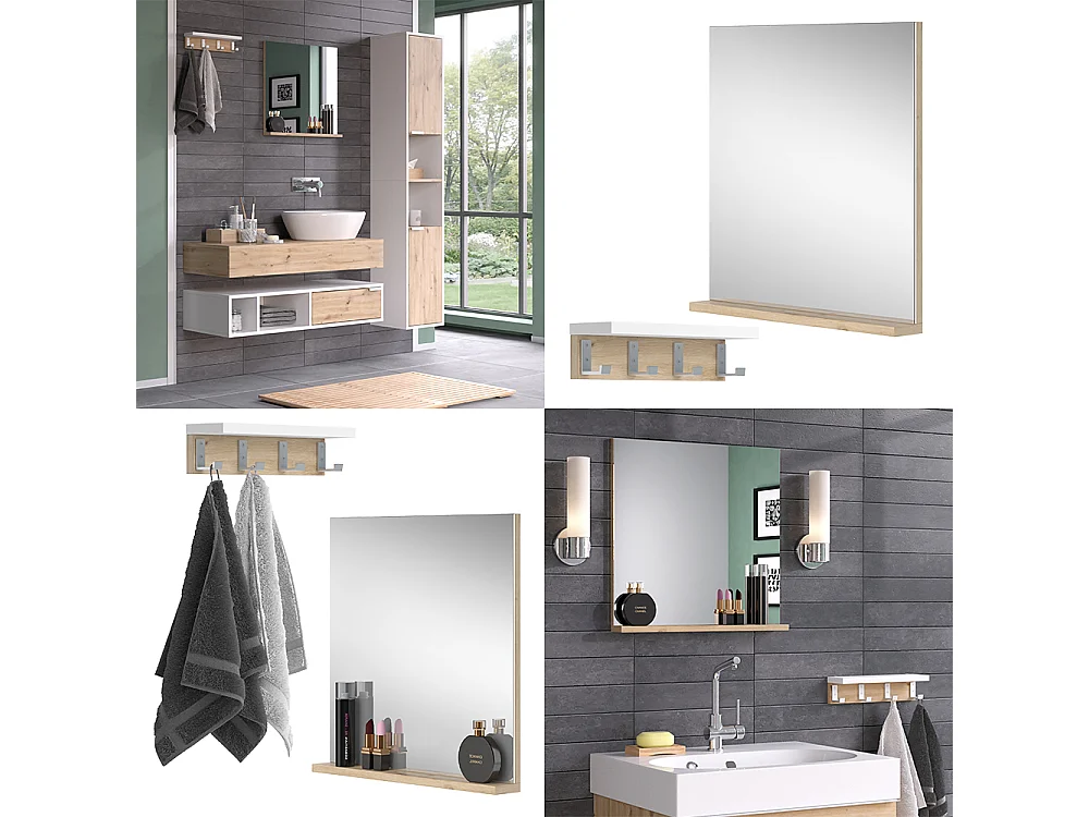 Miroir mural blanc 50x8x51.6 henri