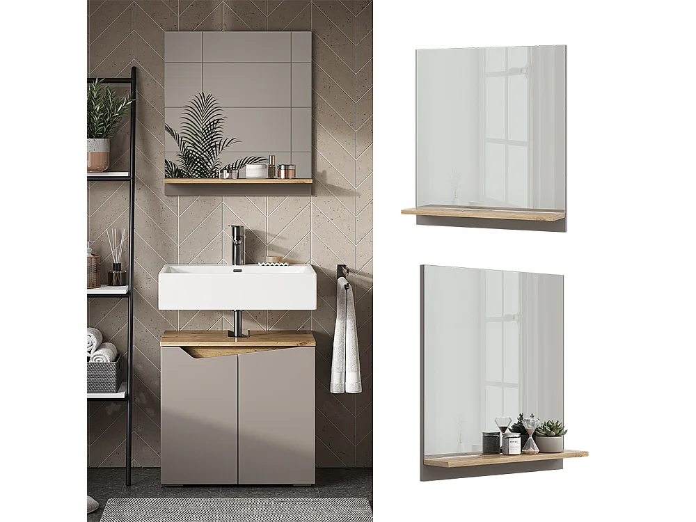 Armoire de toilette grège 60x14x67 marelle