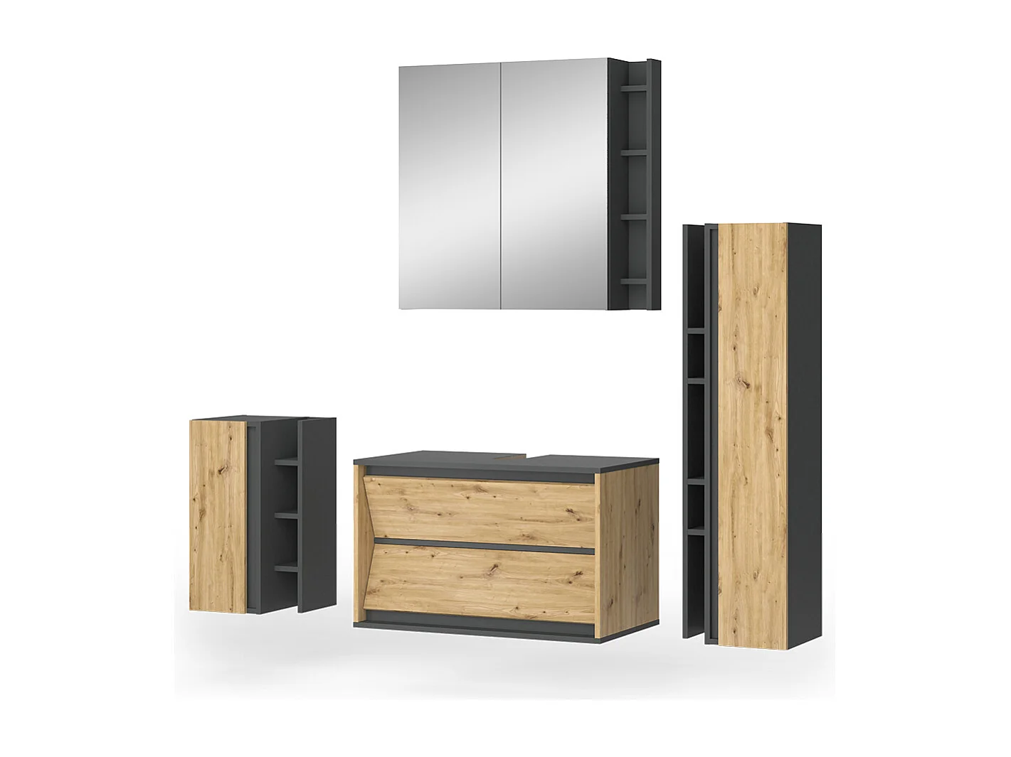 Badmöbel-Set anthrazit/artisan 80x45x50 edelin