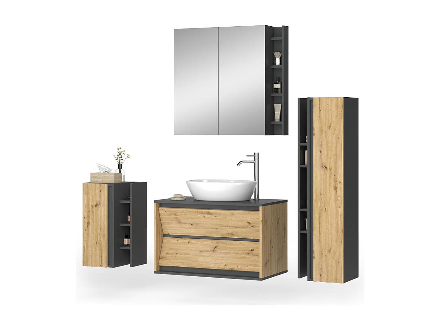 Badmöbel-Set anthrazit/artisan 80x45x50 edelin