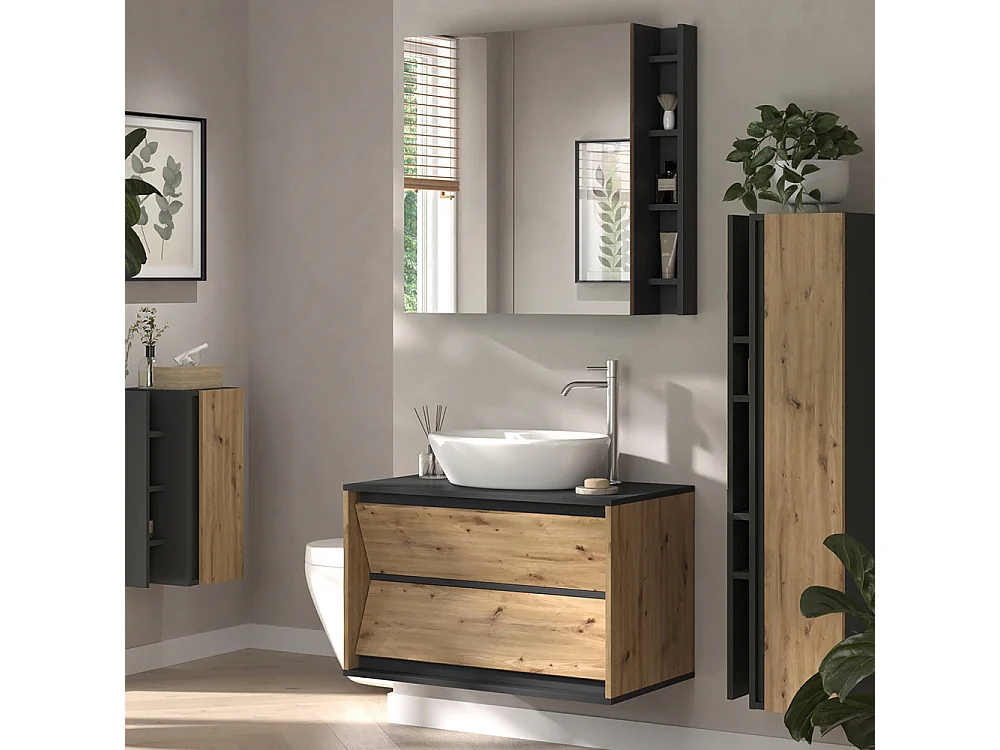 Meubles bain anthracite/artisan 80x45x50 edelin