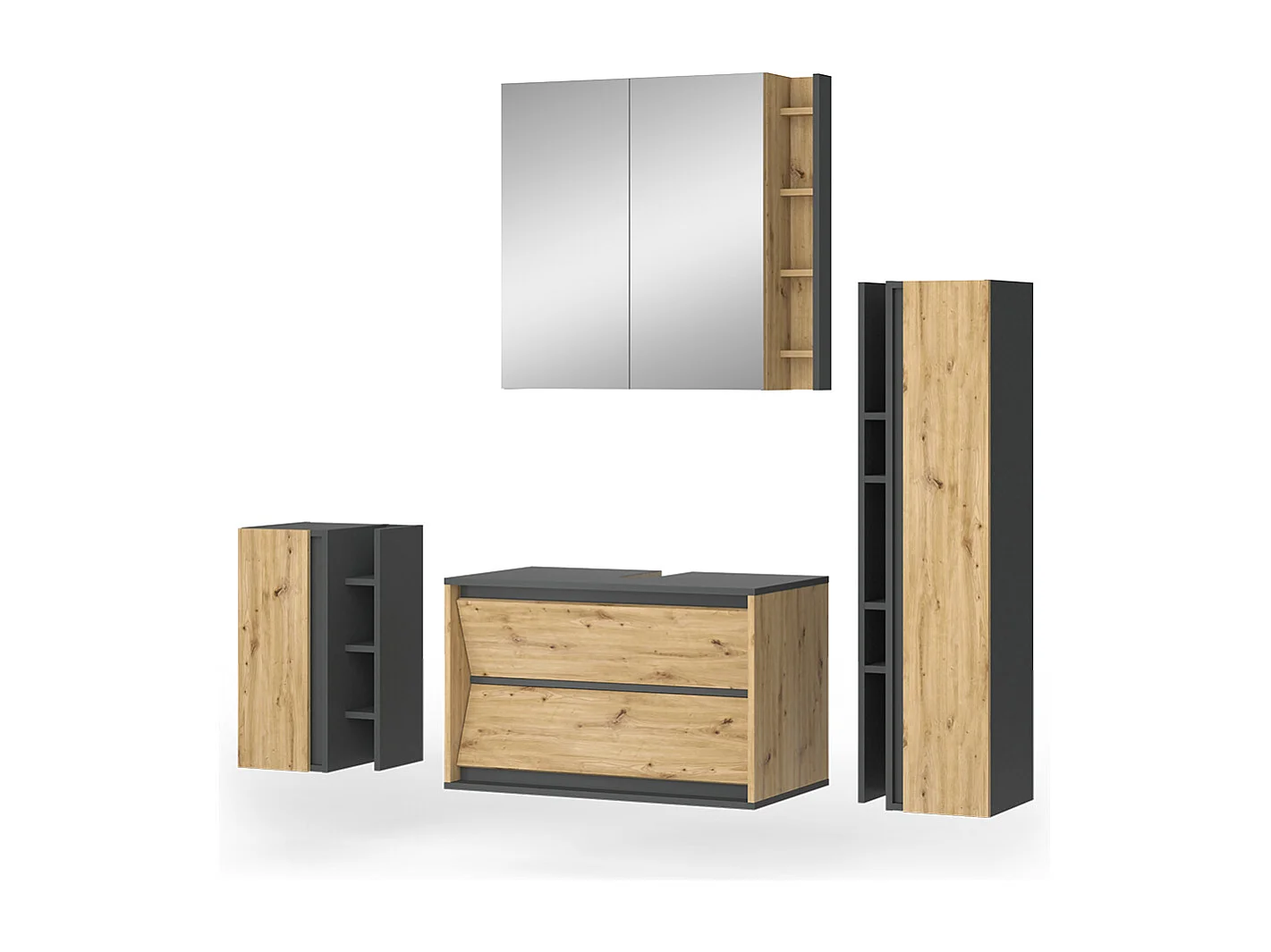 Meubles bain anthracite/artisan 80x45x50 edelin