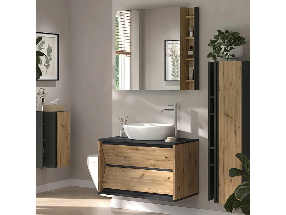 Meubles bain anthracite/artisan 80x45x50 edelin