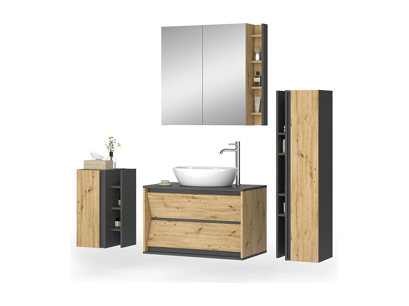 Meubles bain anthracite/artisan 80x45x50 edelin