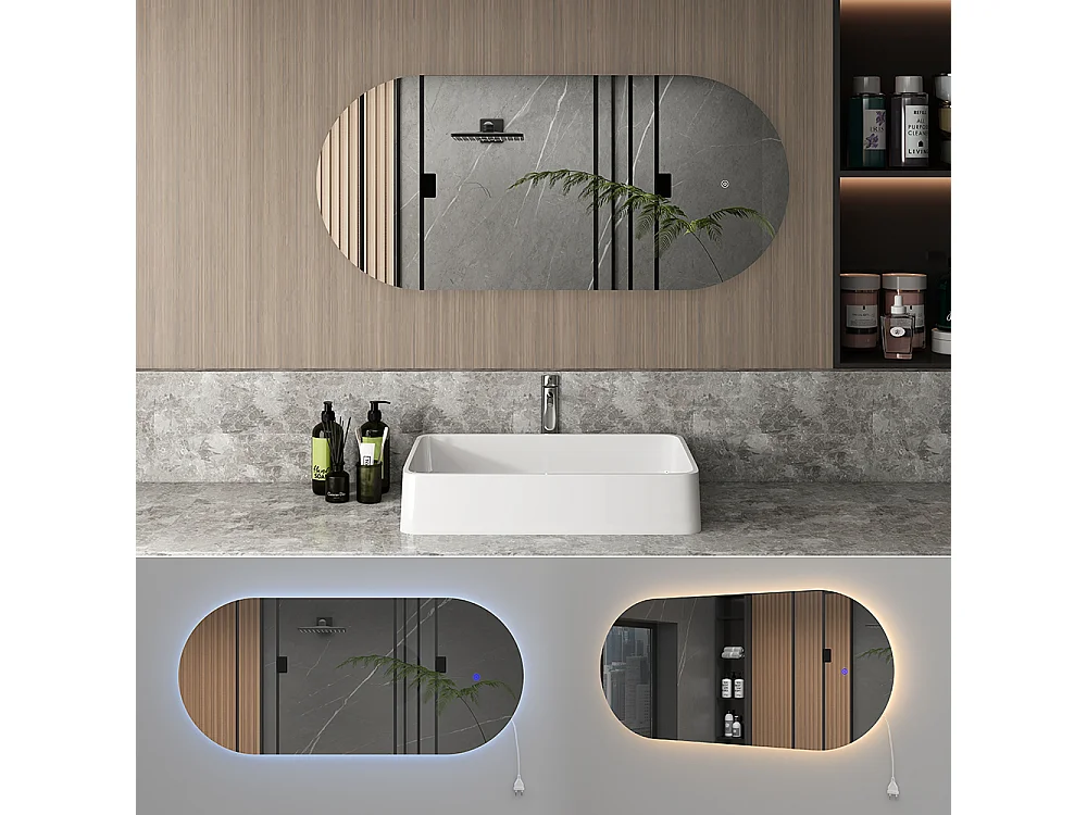 Espelho de casa de banho branco 110x3x50