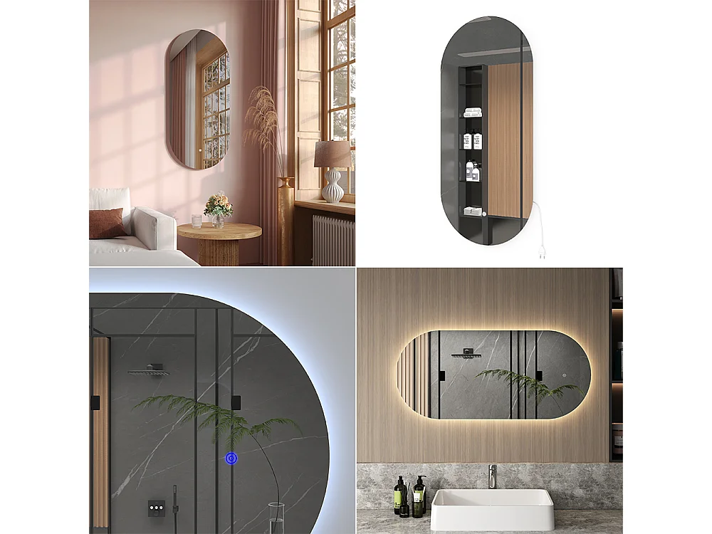 Espelho de casa de banho branco 110x3x50