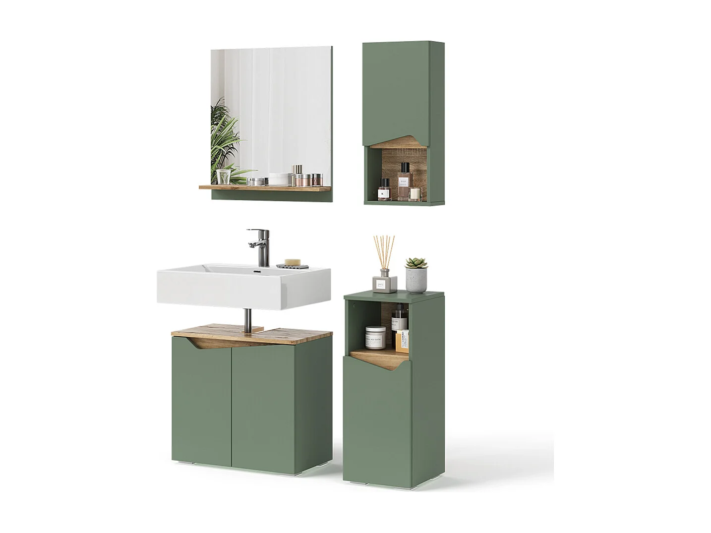 Ensemble de meubles de salle de bains vert/artisan 60x35x57 marelle