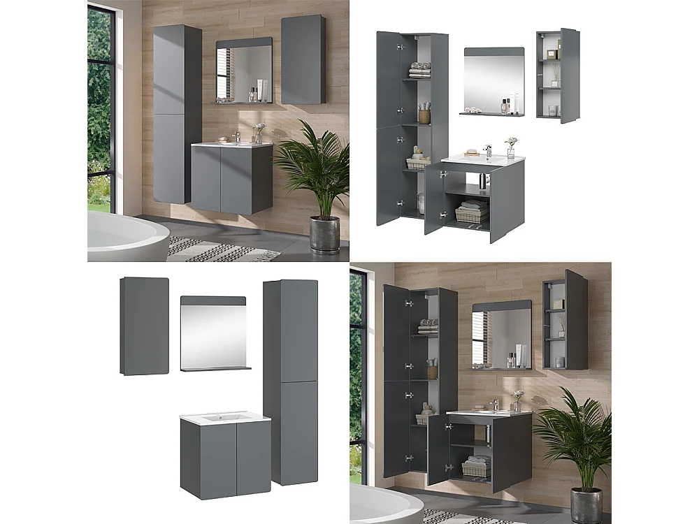 Set mobili bagno grigio 61.8x44.8x57.8 izan