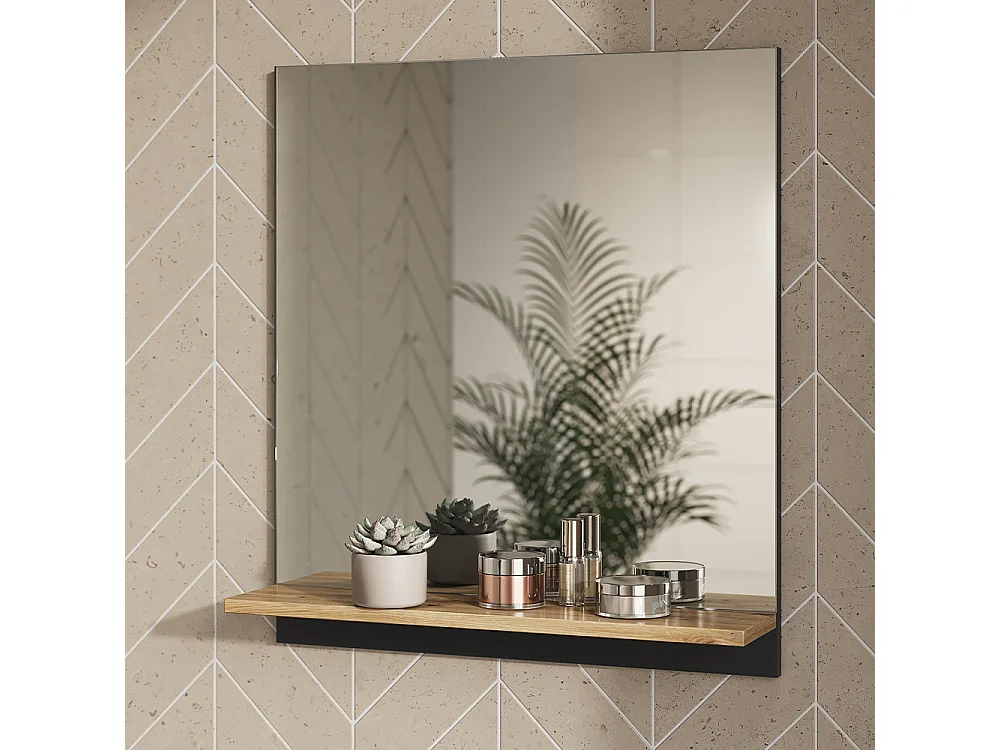 Specchio contenitore bagno antracite/artisan 60x14x67 marelle