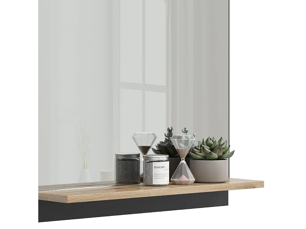 Specchio contenitore bagno antracite/artisan 60x14x67 marelle