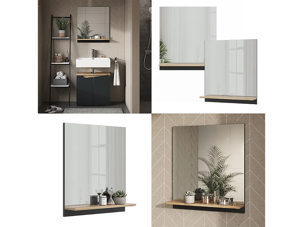 Armoire de toilette anthracite/artisan 60x14x67 marelle