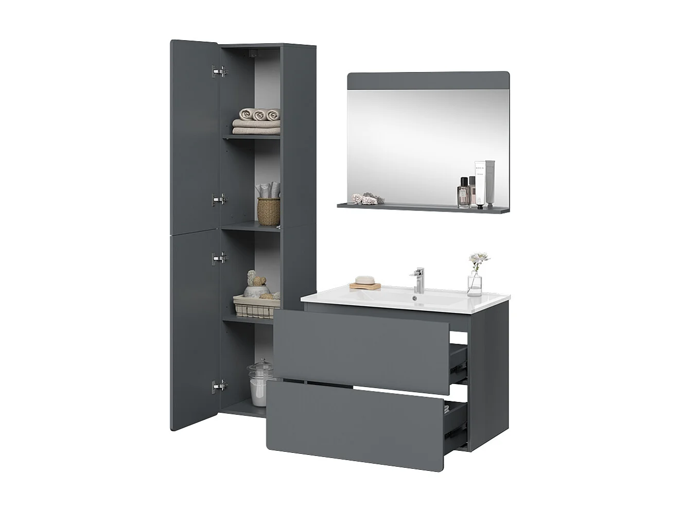 Set di mobili da bagno grigio 80x46x59.3 izan