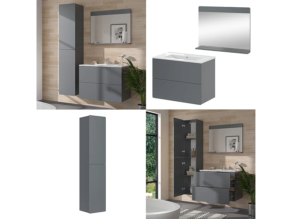 Set di mobili da bagno grigio 80x46x59.3 izan