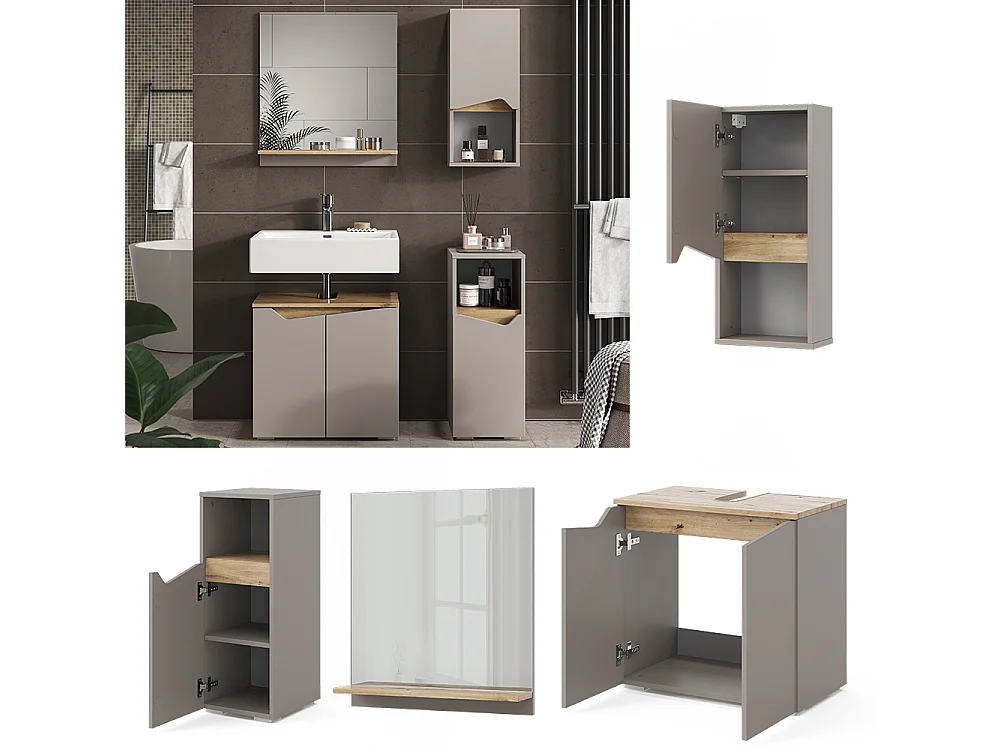 Meubles bain grège 60x35x57 marelle