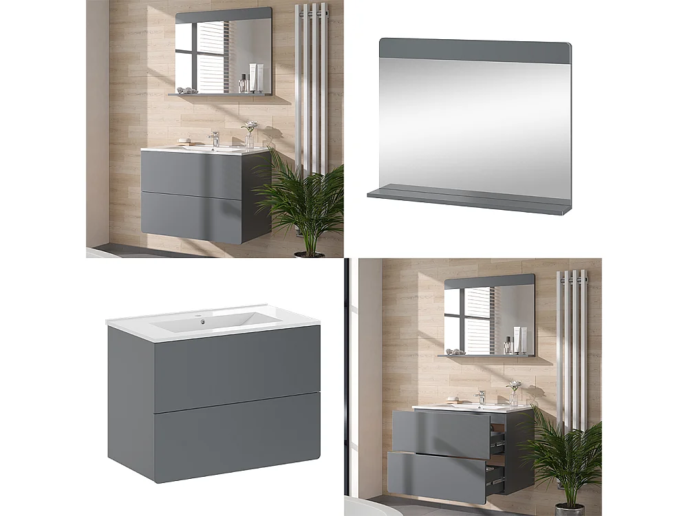 Badmöbel-Set grau 80x46x59.3 izan