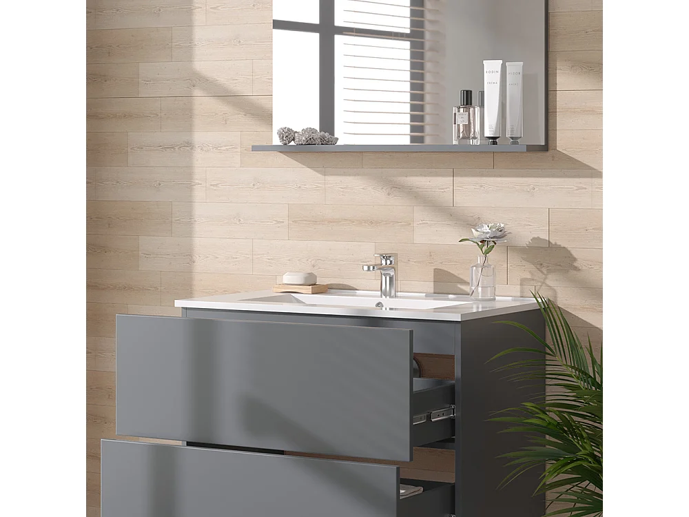 Meubles bain gris 80x46x59.3 izan