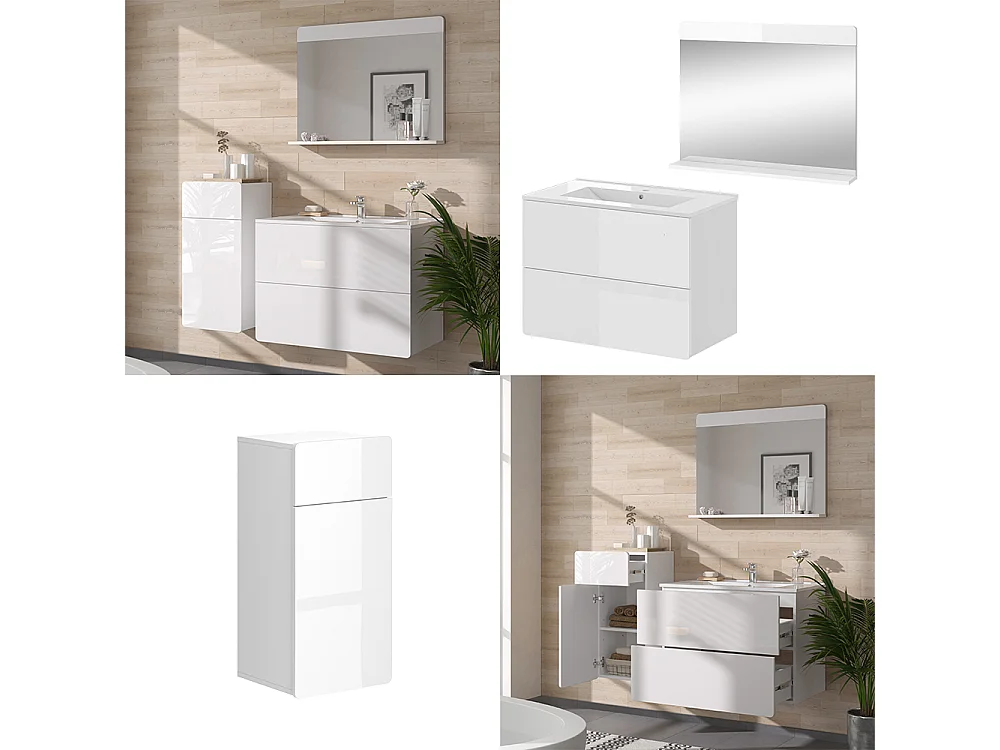 Badmöbel-Set weiß 80x46x59.3 izan