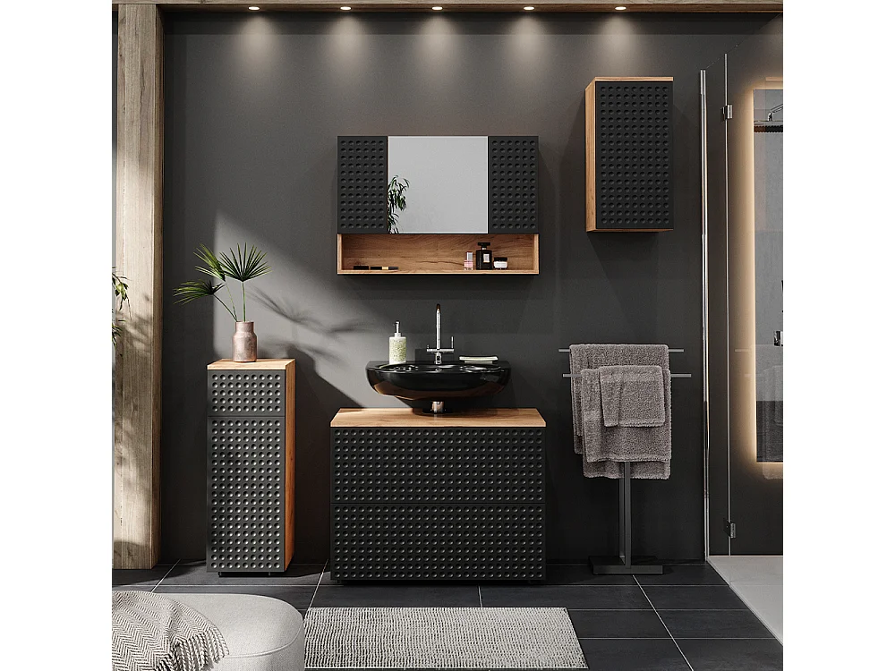 Set mobili bagno antracite puntinato 80x41x58.6 irma
